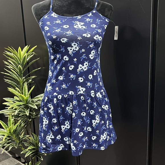 PLACE Spaghetti Strap, floral print, navy blue summer dress - Picture 5 of 10